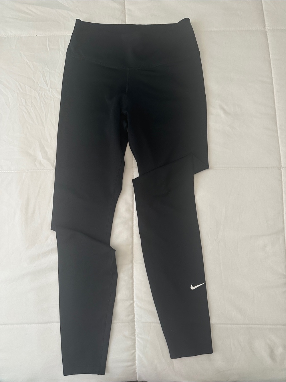 Nike Black Girls' Performance Leggings with White Swoosh